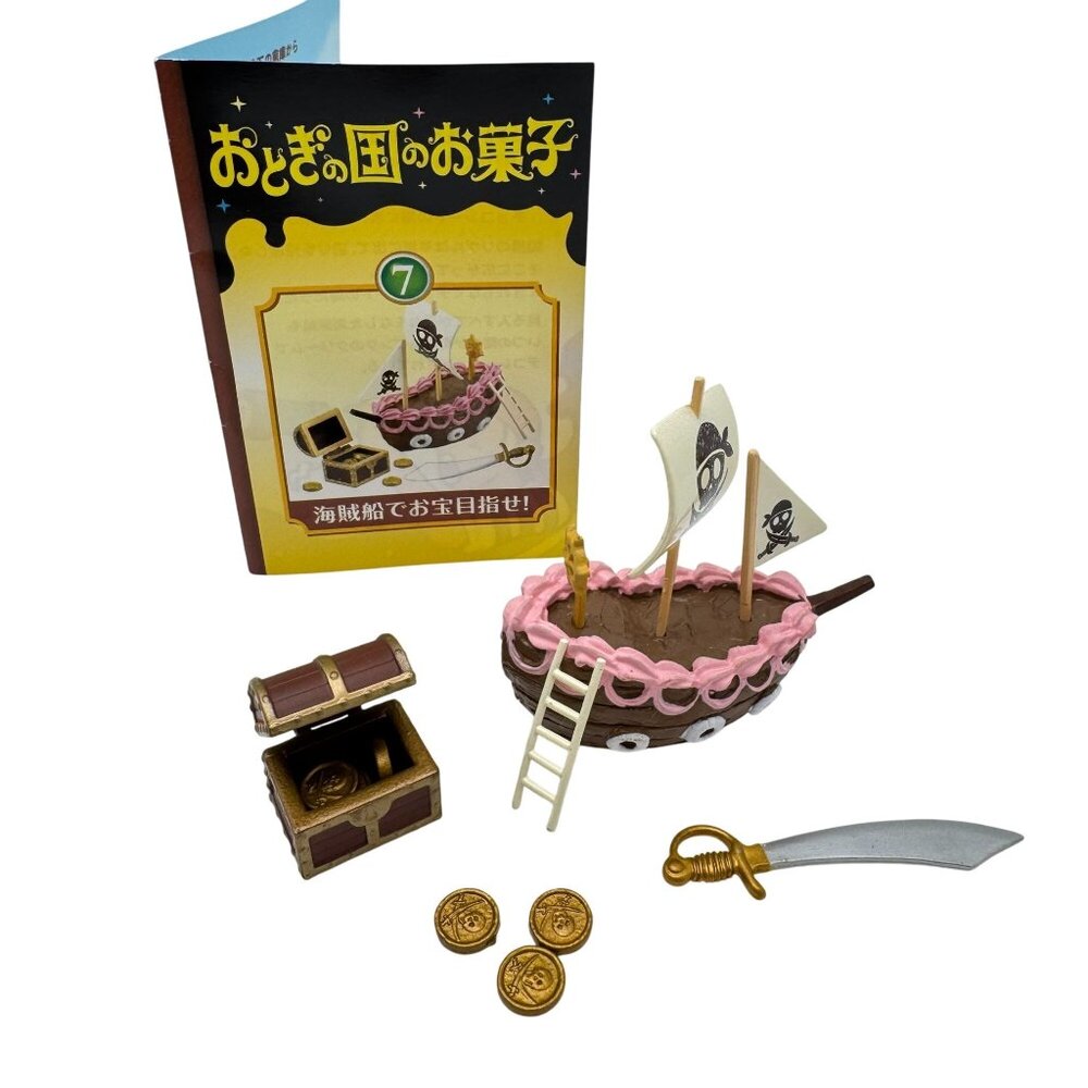 Re-Ment 2007 Set 7 Miniature Pirate Ship Treasure Chest Coins Sword Ladder